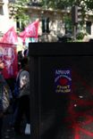 A sticker in the path of the demonstration saying "Revolutionary love - Popular Front" in reference to the newly-formed left-party bloc.